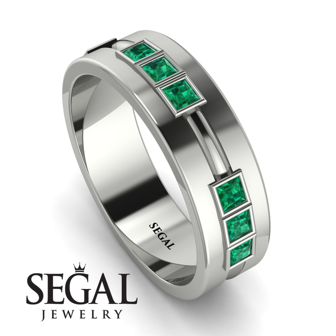 Glamorous Princess Emerald Wedding Ring - Samuel No. 12