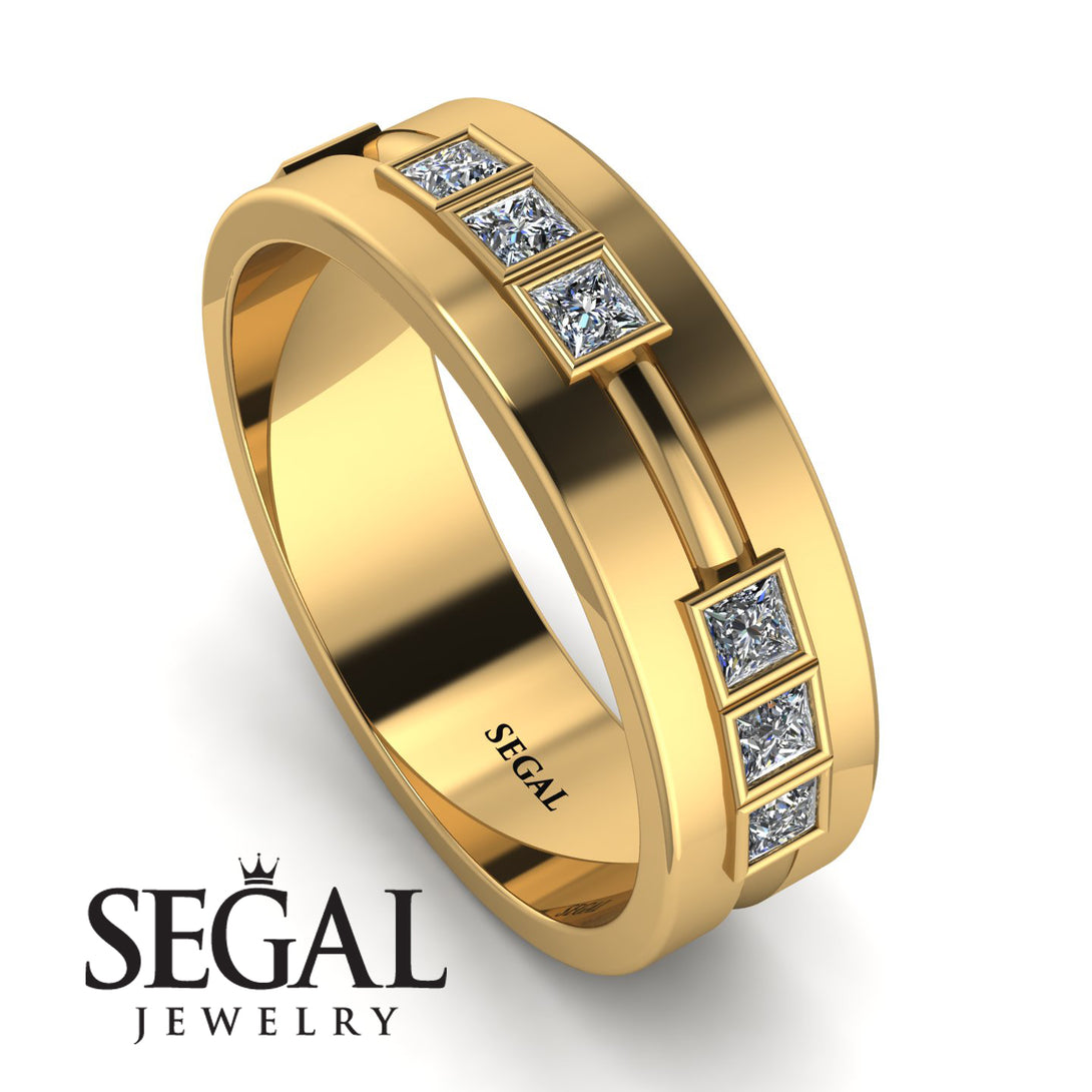 Custom 9mm Glamorous Princess Diamond Wedding Ring - Samuel No. 1000