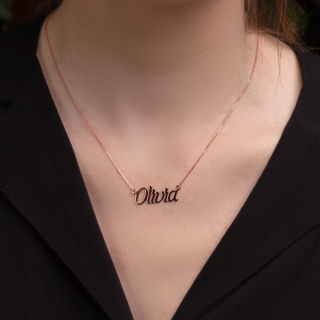 Gold Name Necklace – Jessica | 14K Solid Gold