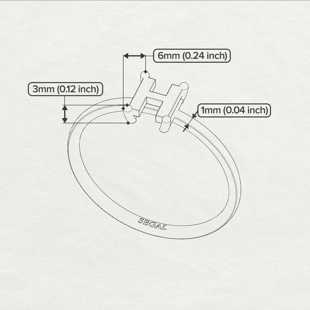 H Letter - Initial Rose Gold Diamond Ring