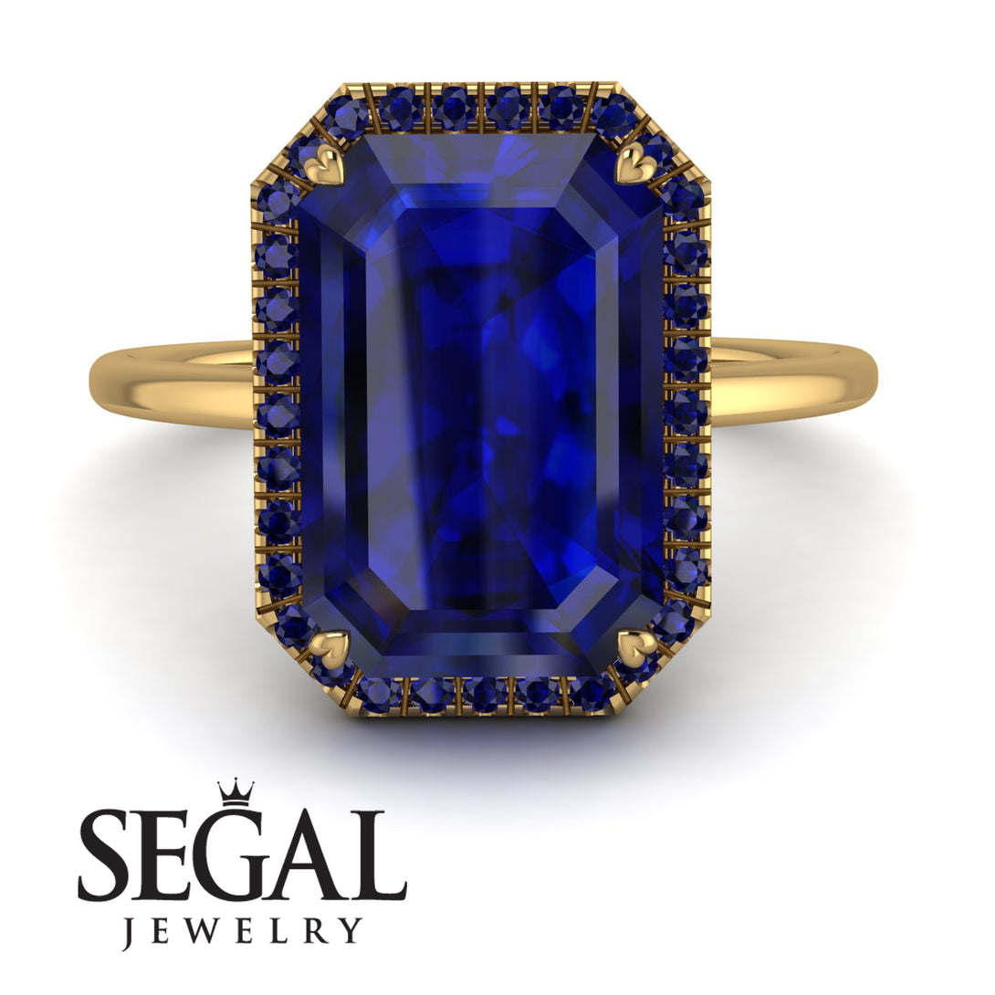 Ann's Custom Emerald Cut Halo Sapphire Engagement Ring - Izabella No. 730