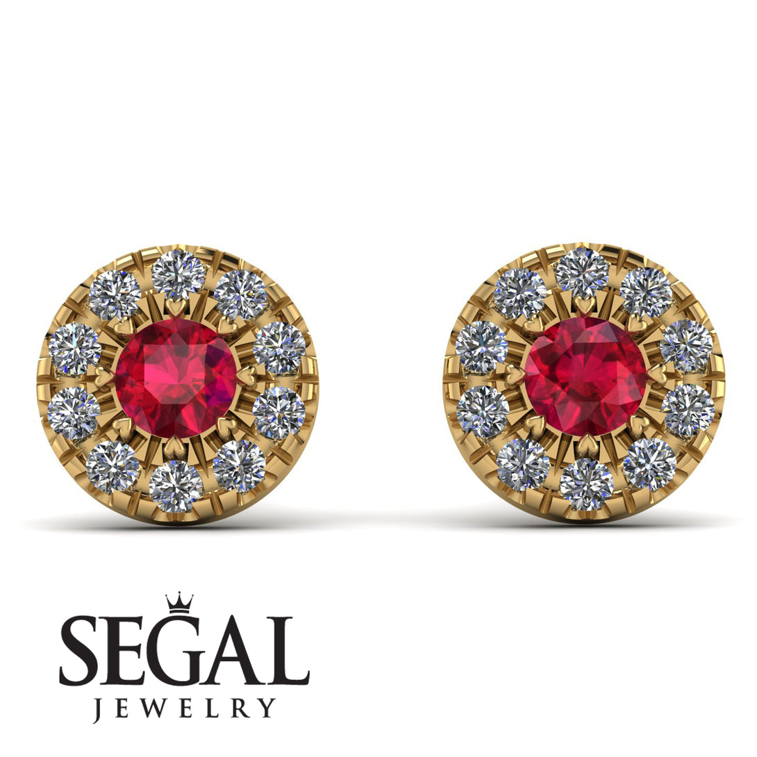 Halo Ruby Earrings - Heaven No. 10