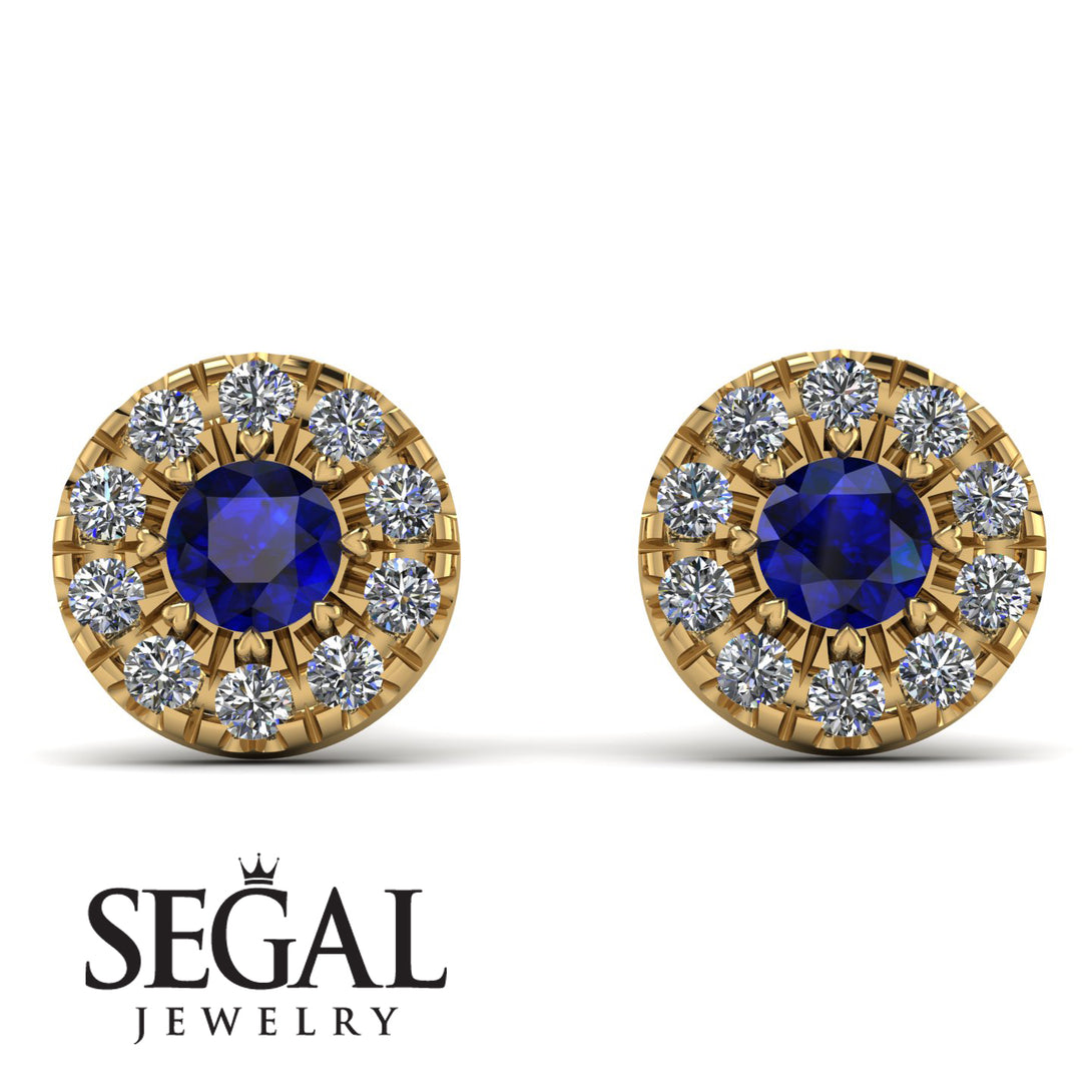 Halo Sapphire Earrings - Heaven No. 13