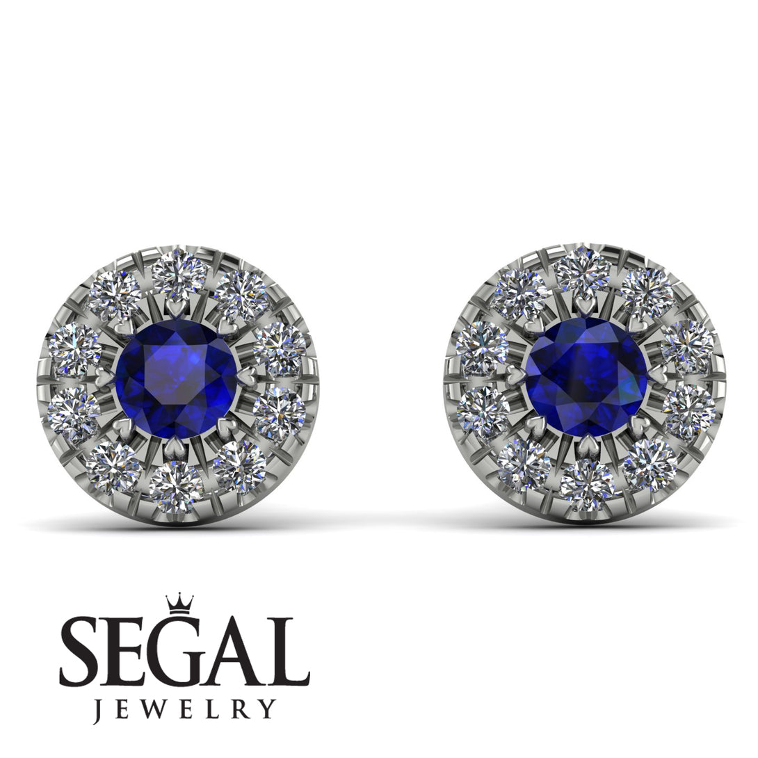 Halo Sapphire Earrings - Heaven No. 15