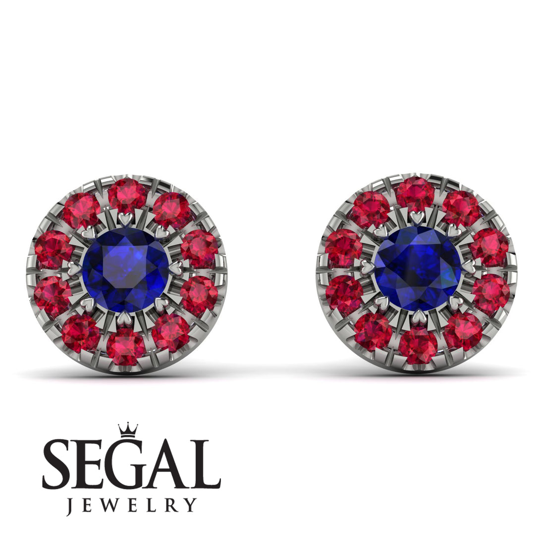Halo Sapphire Earrings - Heaven No. 60