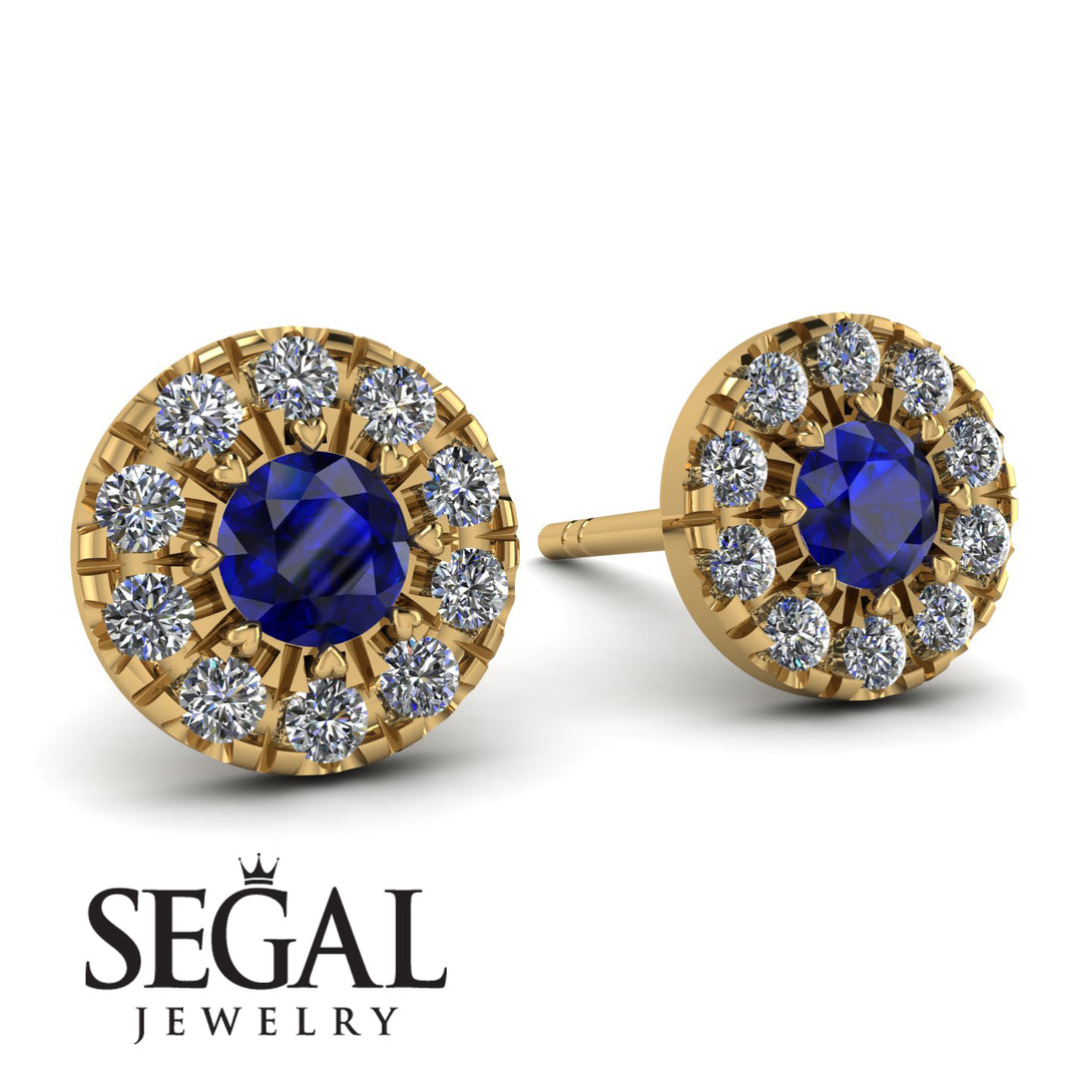 Halo Sapphire Earrings - Heaven No. 13