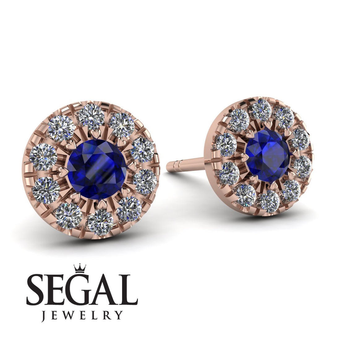 Halo Sapphire Earrings - Heaven No. 14