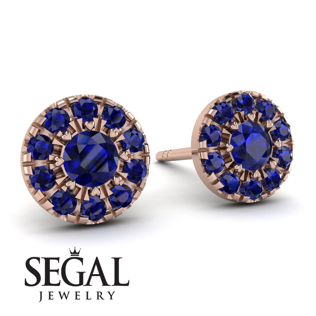 Halo Sapphire Earrings - Heaven No. 74