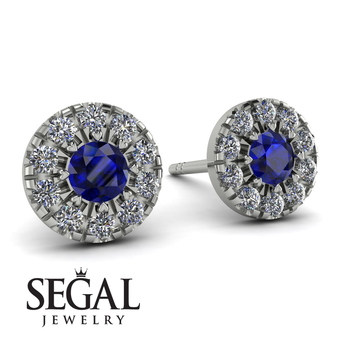 Halo Sapphire Earrings - Heaven No. 15