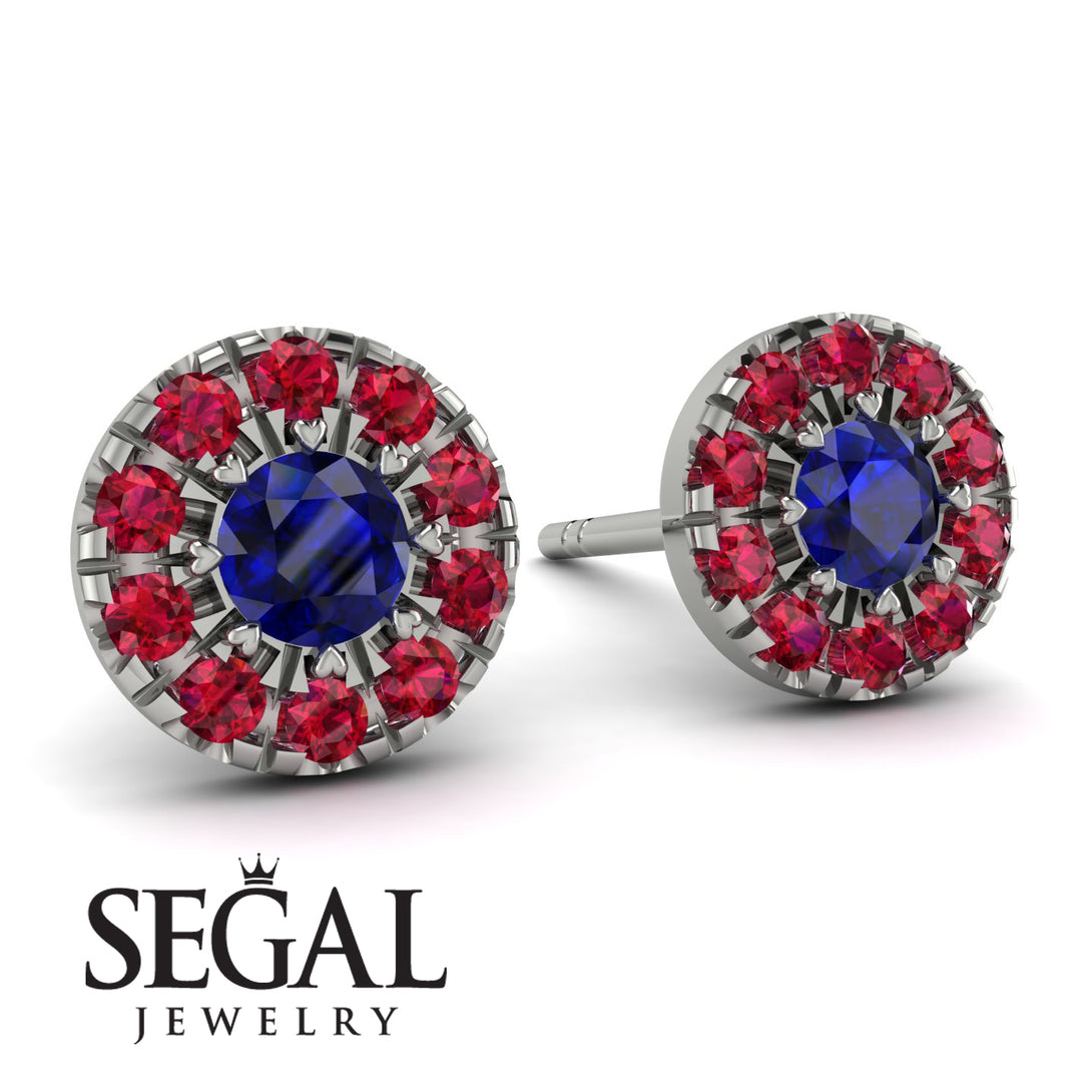 Halo Sapphire Earrings - Heaven No. 60