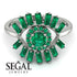 Halo Baguette Emerald Ring - Diana No. 21