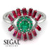 Halo Baguette Emerald Ring - Diana No. 51