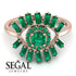 Halo Baguette Emerald Ring - Diana No. 20