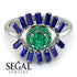 Halo Baguette Emerald Ring - Diana No. 66