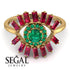 Halo Baguette Emerald Ring - Diana No. 49