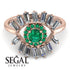 Halo Baguette Emerald Ring - Diana No. 5
