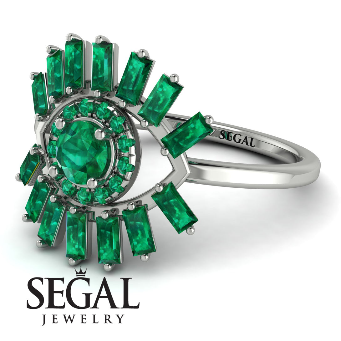 Halo Baguette Emerald Ring - Diana No. 21