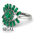 Halo Baguette Emerald Ring - Diana No. 21