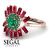 Halo Baguette Emerald Ring - Diana No. 50