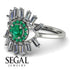 Halo Baguette Emerald Ring - Diana No. 6