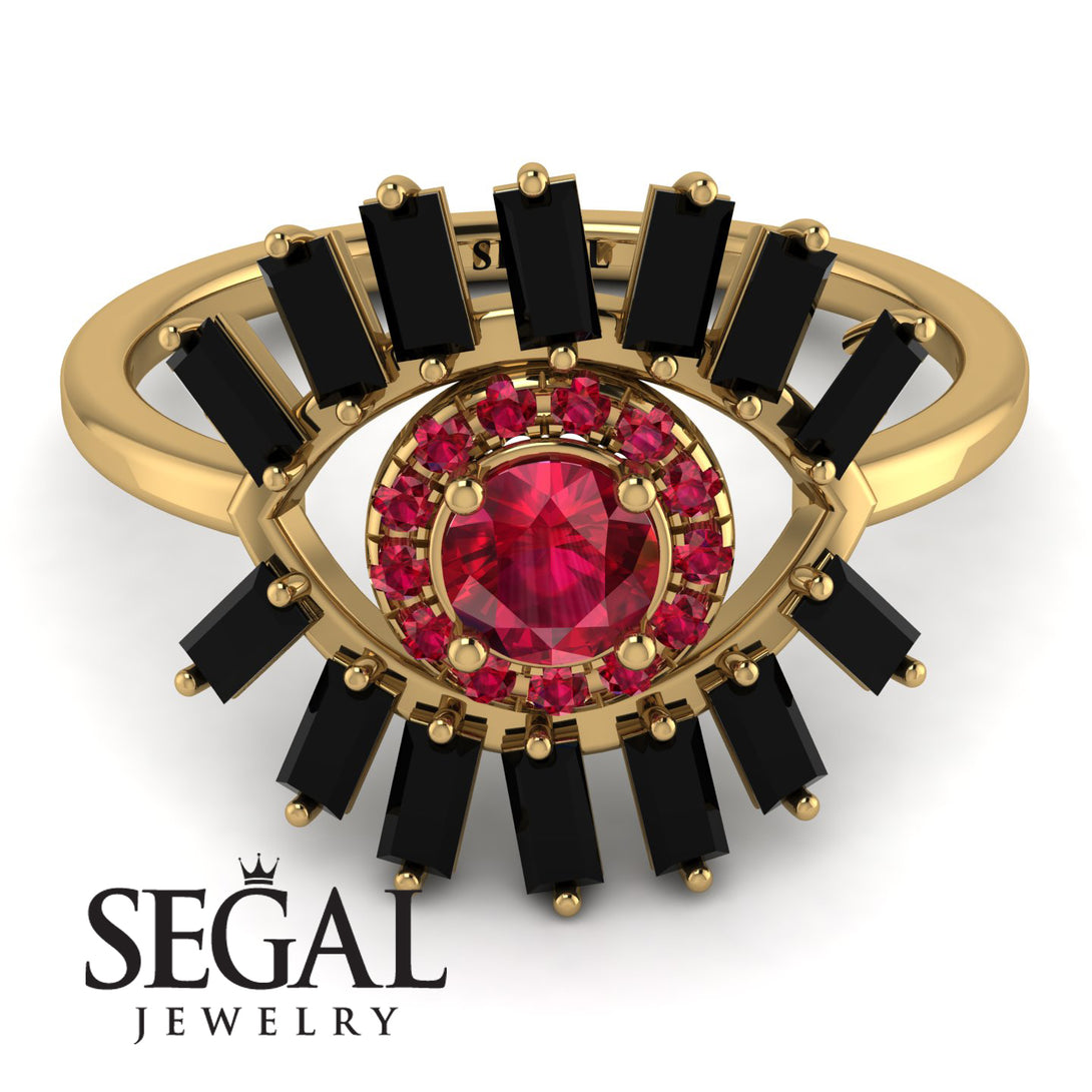 Halo Baguette Ruby Ring - Diana No. 40