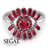 Halo Baguette Ruby Ring - Diana No. 57