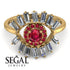 Halo Baguette Ruby Ring - Diana No. 10