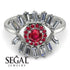 Halo Baguette Ruby Ring - Diana No. 12