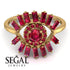 Halo Baguette Ruby Ring - Diana No. 55