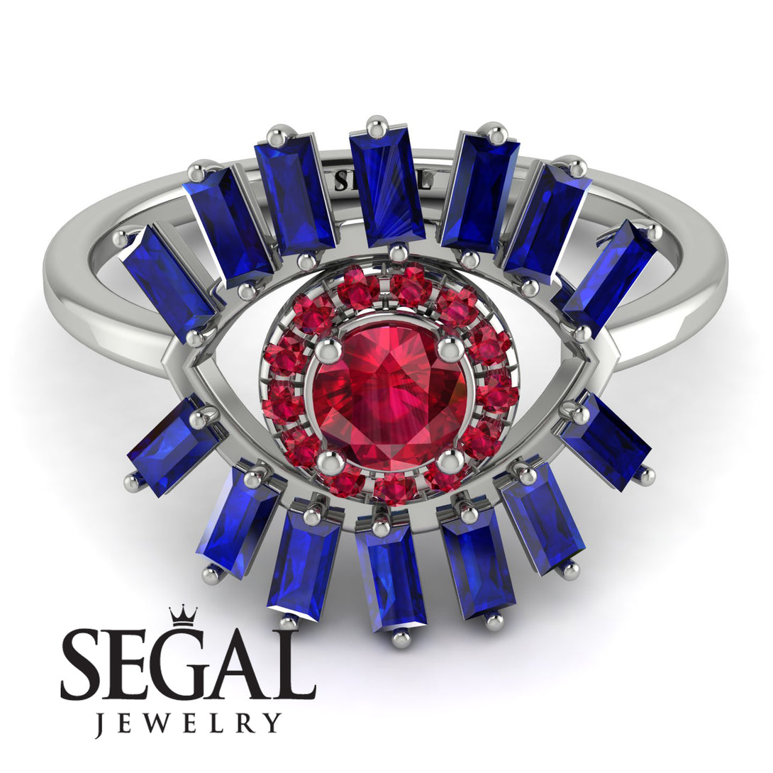 Halo Baguette Ruby Ring - Diana No. 72