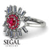 Halo Baguette Ruby Ring - Diana No. 12