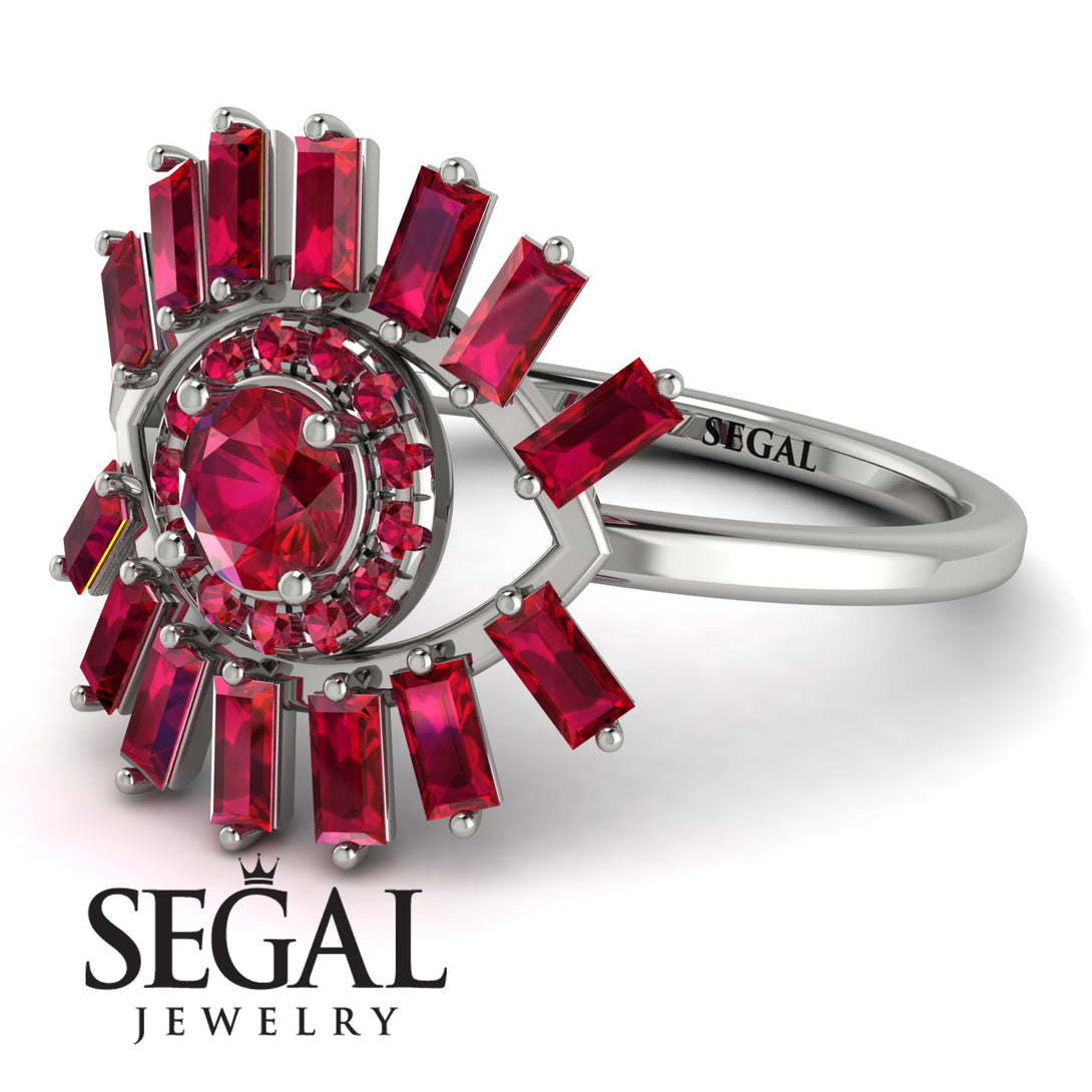 Halo Baguette Ruby Ring - Diana No. 57