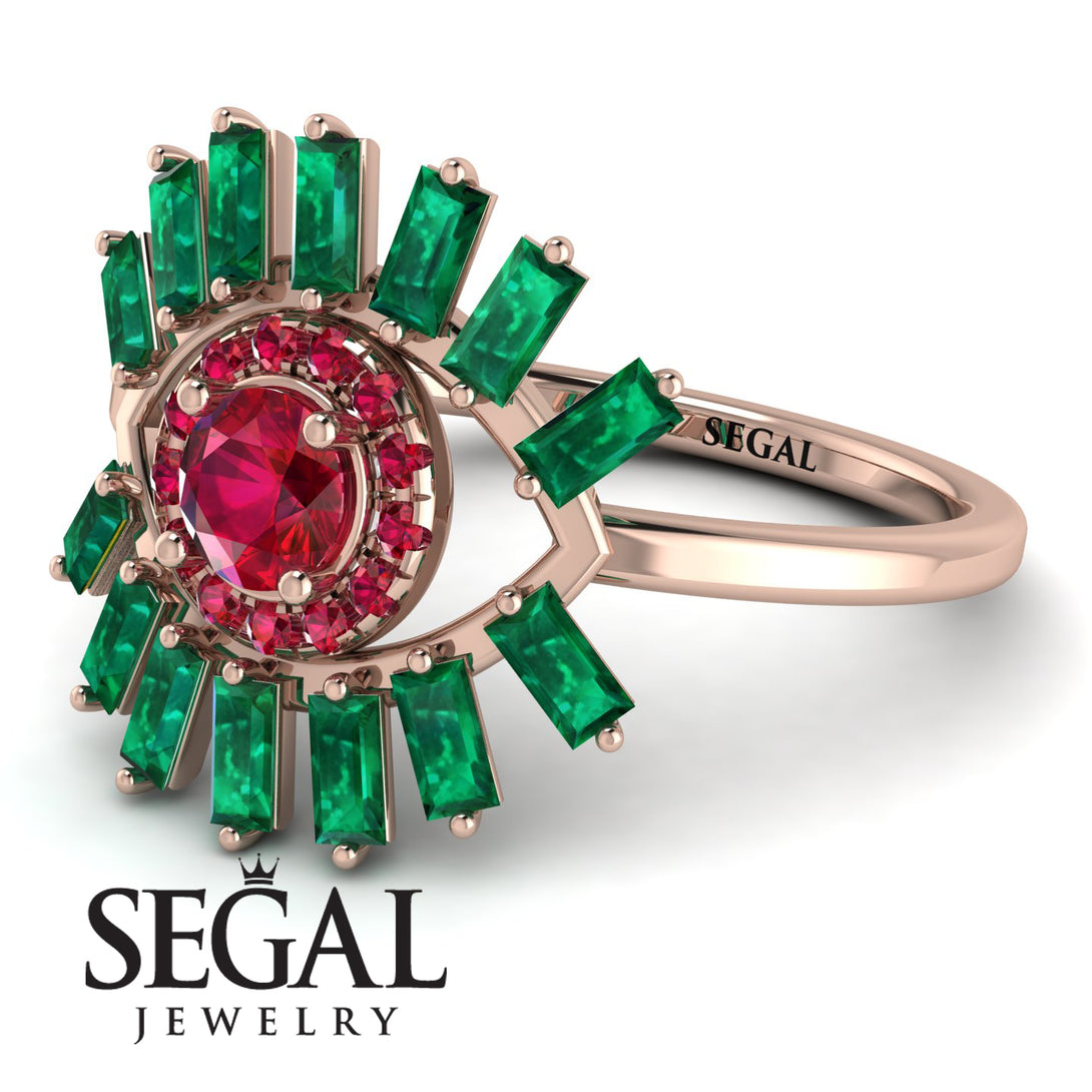 Halo Baguette Ruby Ring - Diana No. 26