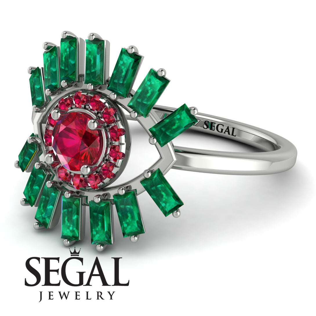 Halo Baguette Ruby Ring - Diana No. 27