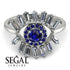 Halo Baguette Sapphire Ring - Diana No. 15