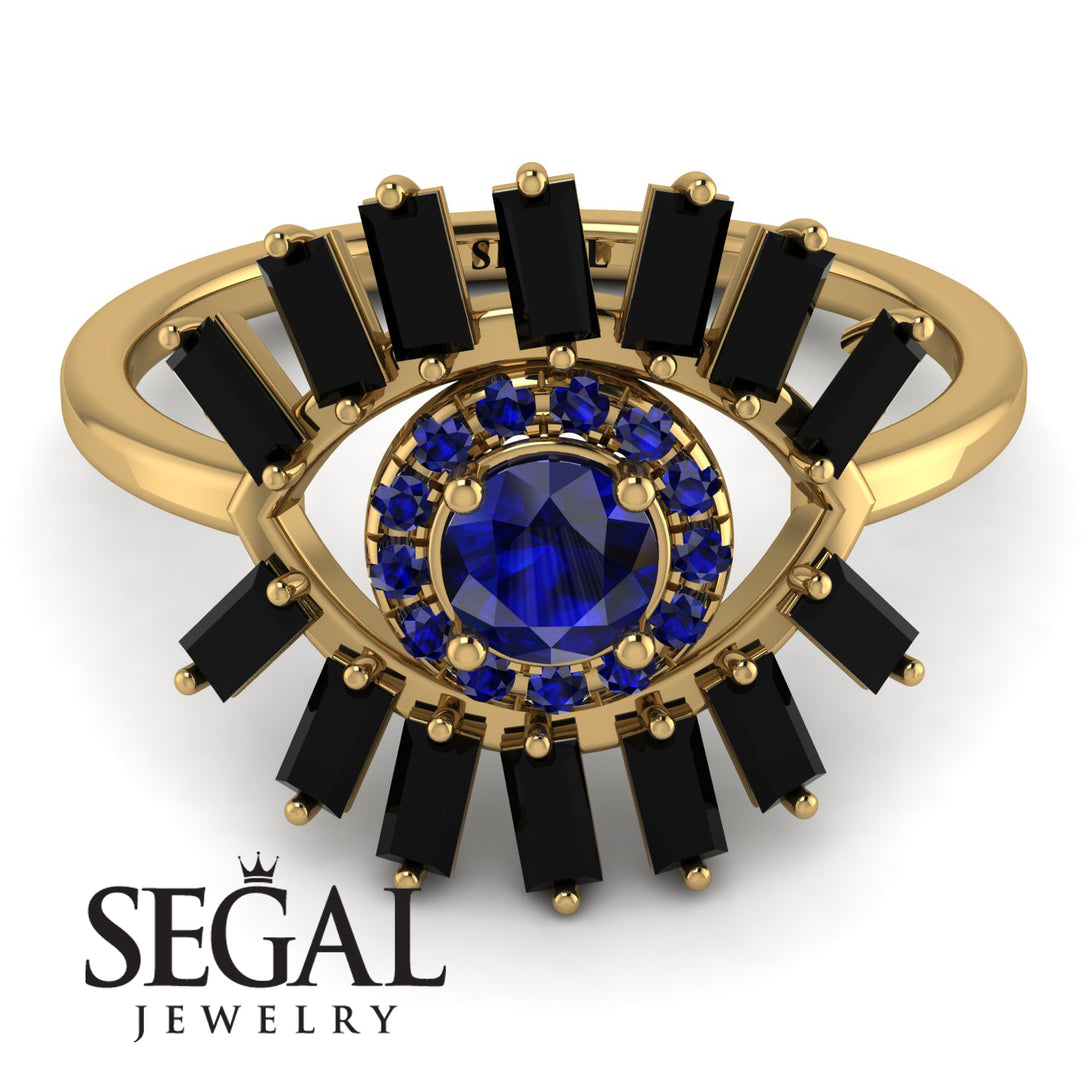Halo Baguette Sapphire Ring - Diana No. 43