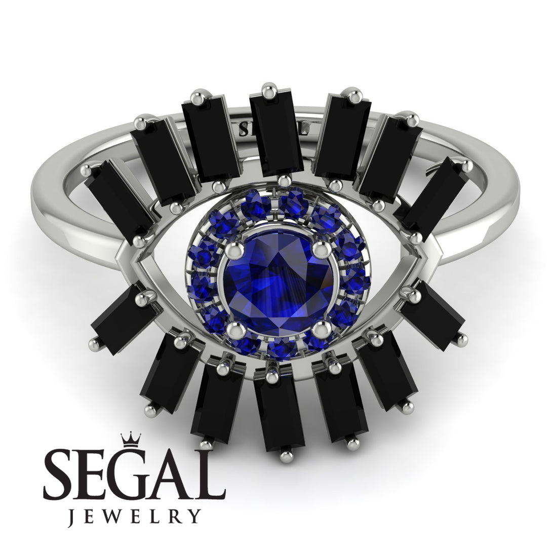Halo Baguette Sapphire Ring - Diana No. 45