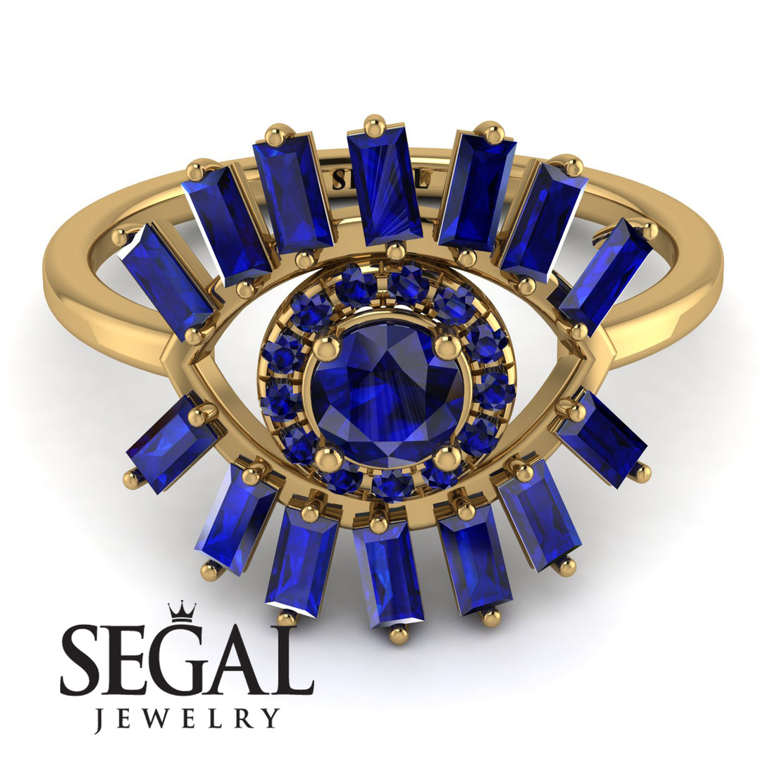 Halo Baguette Sapphire Ring - Diana No. 73