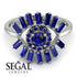 Halo Baguette Sapphire Ring - Diana No. 75