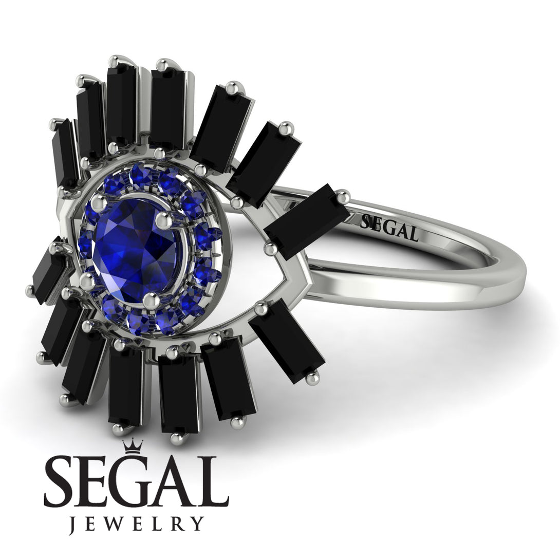 Halo Baguette Sapphire Ring - Diana No. 45