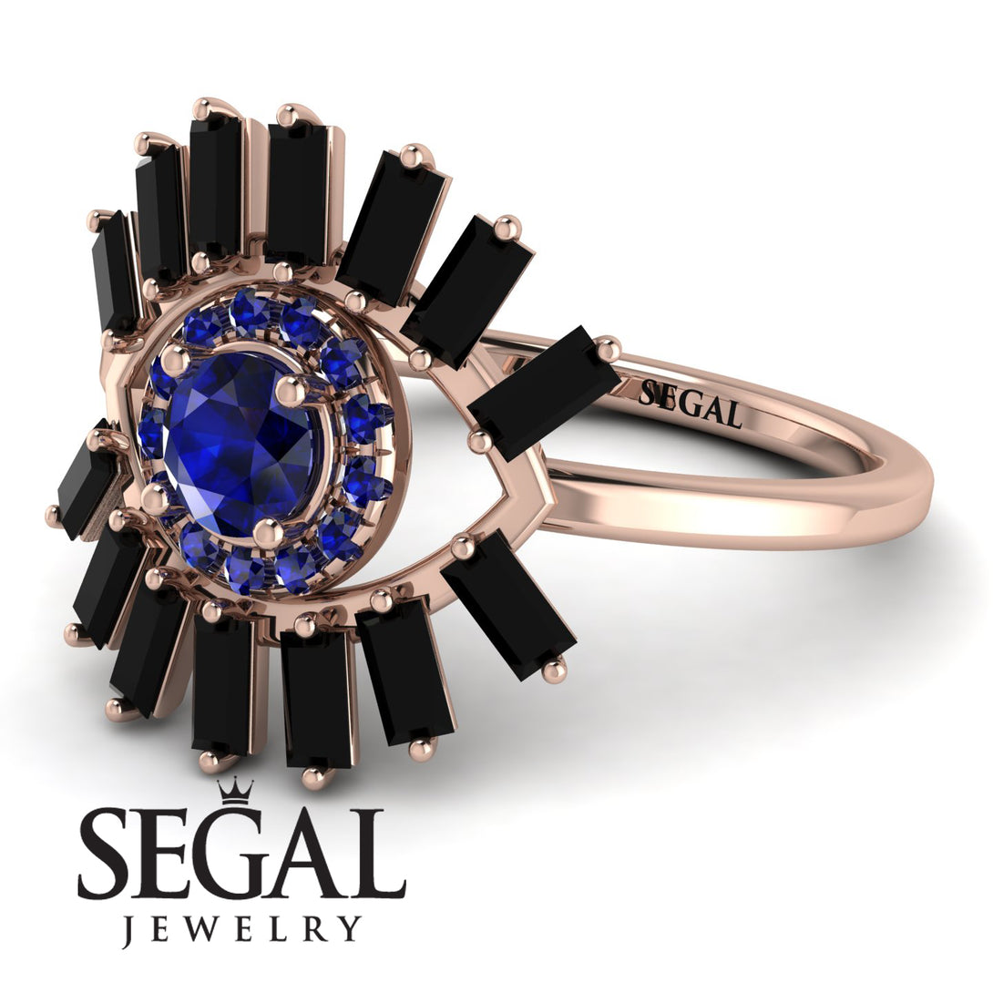 Halo Baguette Sapphire Ring - Diana No. 44