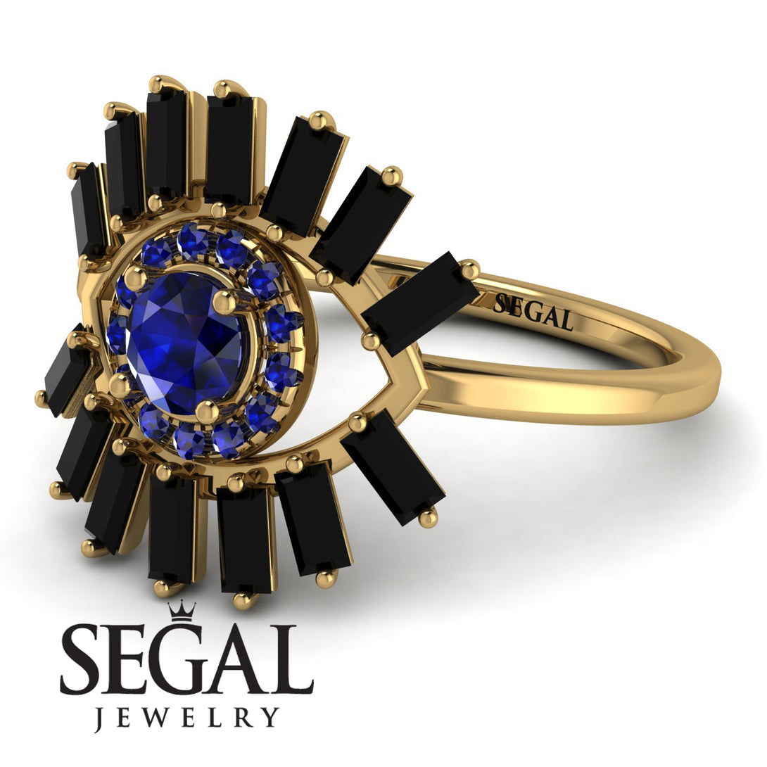 Halo Baguette Sapphire Ring - Diana No. 43