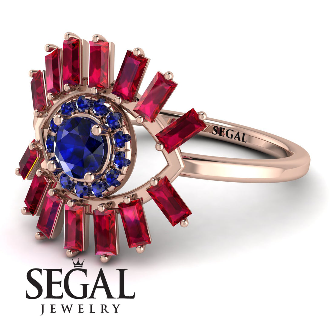 Halo Baguette Sapphire Ring - Diana No. 59
