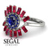 Halo Baguette Sapphire Ring - Diana No. 60