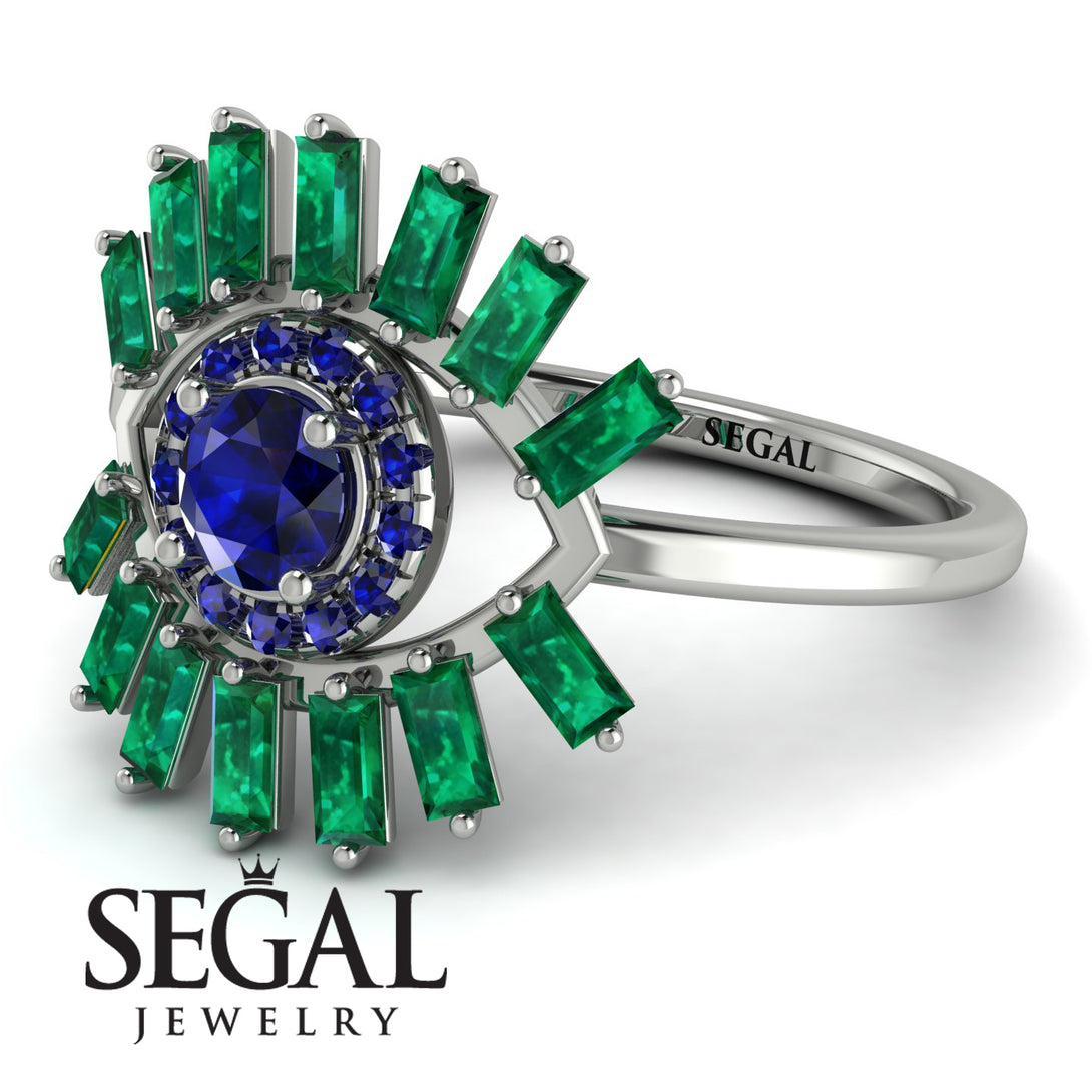 Halo Baguette Sapphire Ring - Diana No. 30