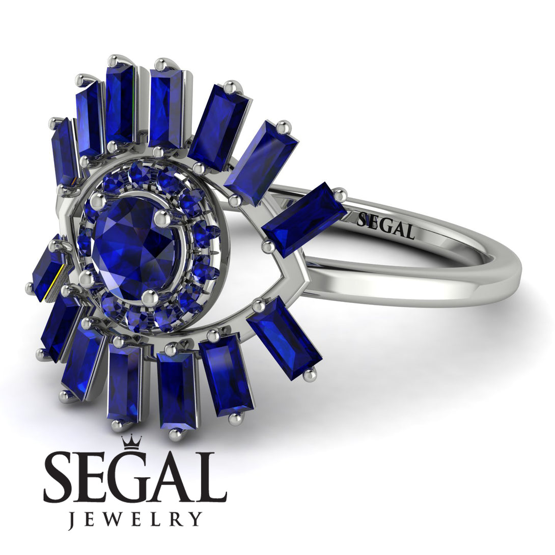 Halo Baguette Sapphire Ring - Diana No. 75