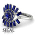 Halo Baguette Sapphire Ring - Diana No. 75