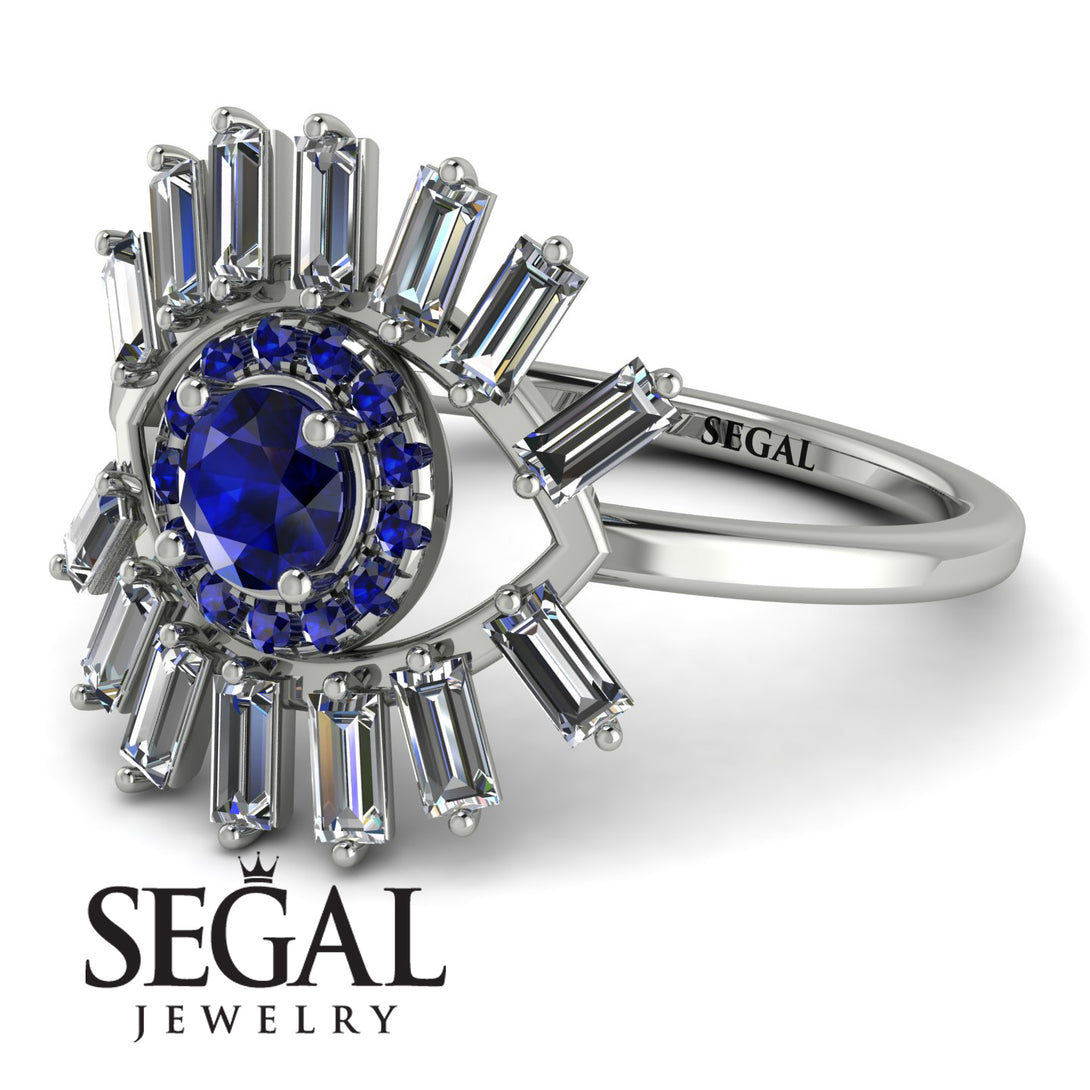 Halo Baguette Sapphire Ring - Diana No. 15