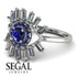 Halo Baguette Sapphire Ring - Diana No. 15