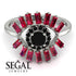 Halo Baguette Black Diamond Ring - Diana No. 54